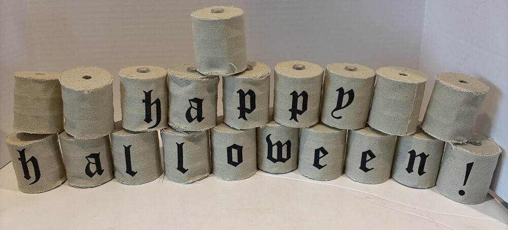 Pottery Barn Happy Halloween String Lights Burlap Retired used once READ